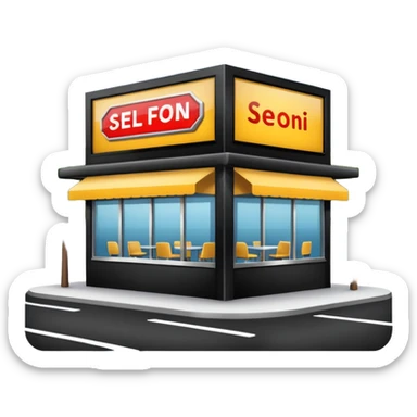 Self-service restaurants building with bilboard sticker