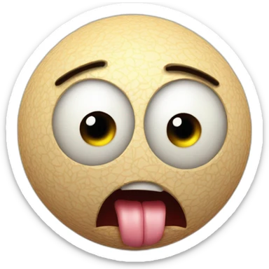 3d sphere with a cartoon nauseated skin texture with big kind eyes sticker