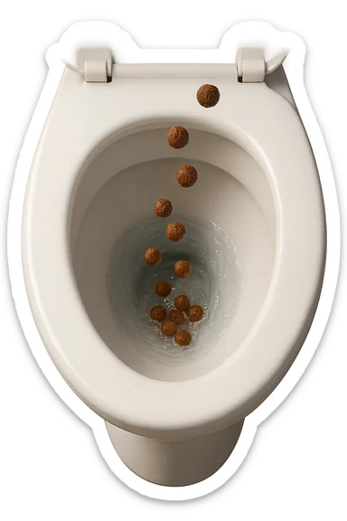 wc realistico con feci a palline che ci cadono dentro, iperrealistico 4k
 sticker