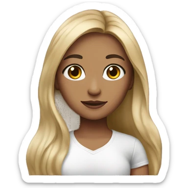 girl with long brunette hair with hazel eyes and long lashes sticker