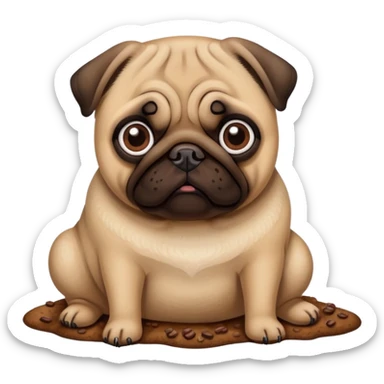 Pug with poop sticker