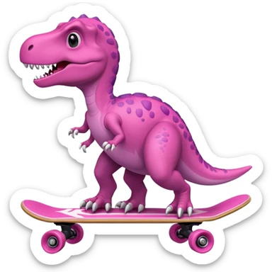 Dinosaur on a skateboard in pink  sticker