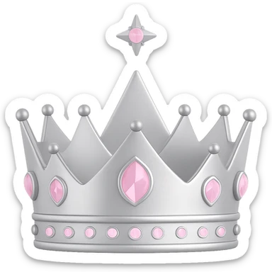 Change the crown to silver metallic, keep soft pink and minimal background, 3D emoji style, with no background sticker
