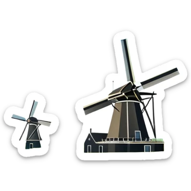 cinematic-realistic-kinderdijk-windmills-landmark-emoji,-showcasing-traditional-dutch-windmills-aligned-along-a-tranquil-canal,-with-lush-green-fields in a picture frame sticker