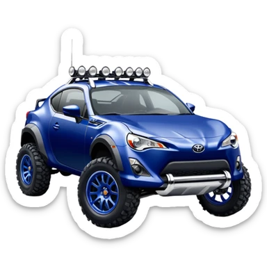 Long wheelbase widened pearly midnight snow dark blue 2nd generation 2025 Toyota 86 off-road racer chrome nerf bars and wheels  sticker