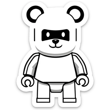 blocky Lego style bearbrick with X eyes, Lego brick joints, streetwear style, brand logos sticker