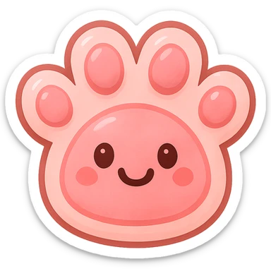 a cute and friendly pink paw print emoji sticker