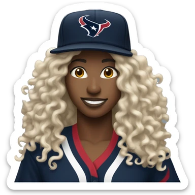 HOUSTON TEXANS baseball hat woman with long curly hair  sticker