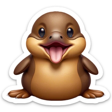 Cinematic Cute Yawning Platypus Portrait Emoji, Head tilted slightly with a dramatic, wide-open yawn, showcasing a soft, textured brown fur with a relaxed duckbill and droopy eyes in drowsy contentment, Simplified yet irresistibly adorable features, highly detailed, glowing with a soft, cozy glow, high shine, relaxed yet expressive, stylized with a touch of quirky charm, bright and endearing, soft glowing outline, capturing the essence of a sleepy yet affectionate platypus, so drowsy it feels like it could float out of the screen and curl up for a nap! sticker