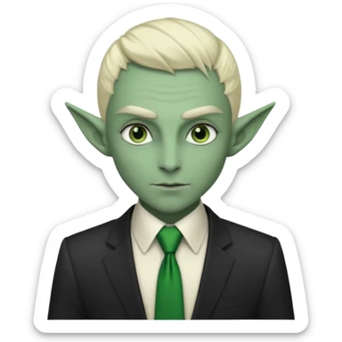dark elf with tie, business, green tie sticker