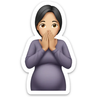 Pregnant Asian woman covered her mouth with her hands sticker