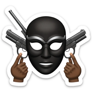 Make a mask with two hands like a gun sticker