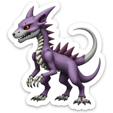 Shiny Badass Edgy Dark Evil Spectral Dusky Spooky Skeletal Cool Hot Stylish Handsome Marowak-Darkrai-Genesect-Fakémon-fusion (full body) sticker