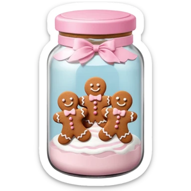 pastel pink christmas gingerbread cookies in jar with pink lid  sticker