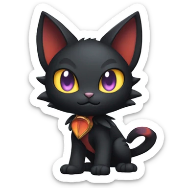 Cool Cute Edgy Black Dark Chibi Cat-Noibat-Noivern-Litten-Fakémon-hybrid sticker
