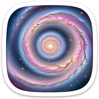  Cinematic Realistic Galaxy – A vast, sweeping view of a majestic spiral galaxy, with glowing arms of stars, dust, and gas stretching into infinity. Vibrant hues of pink, blue, and gold swirl together, capturing the grand scale and breathtaking beauty of the universe. sticker