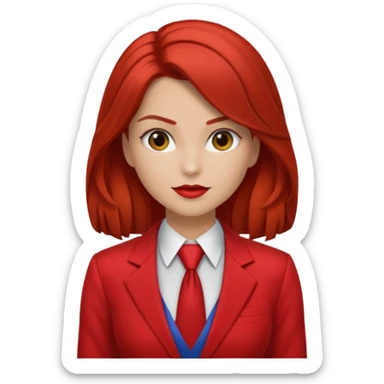 Una chica con pelo castaño medio pelirrojo con traje de superhéroe realista sticker