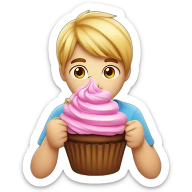 Elone mush eating cup cake sticker