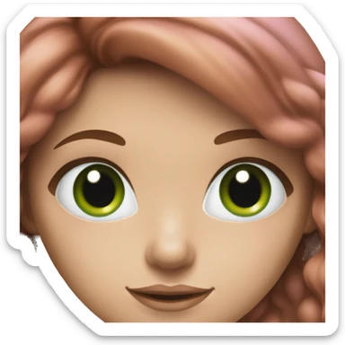 A brown-haired woman with green eyes as a mermaid, with the detail that she is pink. sticker
