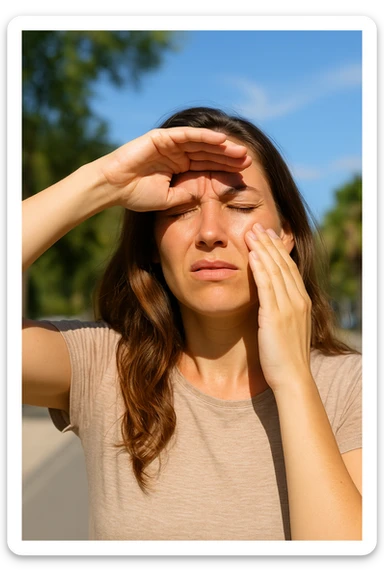 Donna che ha male agli occhi con il sole sticker