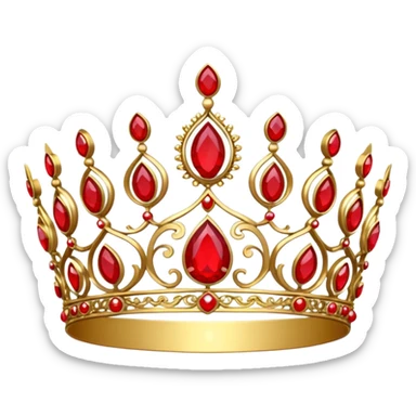 Golden tiara with red gems sticker