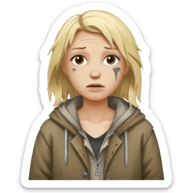 a homeless blonde woman sticker