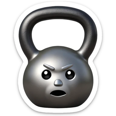 kettlebell with a sad face sticker