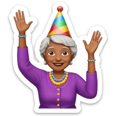 Old lady hands up raise the roof dancing  like she doesn’t care  sticker