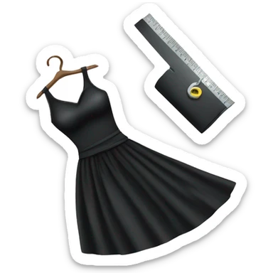 a black dress with a measuring tape wrapped around it sticker