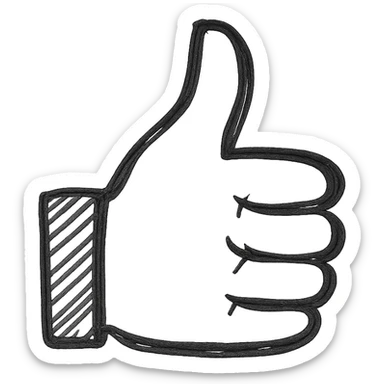 hand drawn outlined icon of a pink thumbs up, no fill sticker