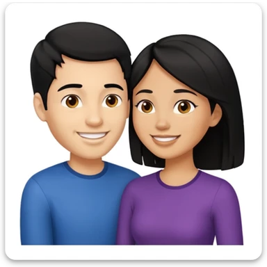 light skin black hair woman talking with a light skin black hair man, we're face to face and happy sticker