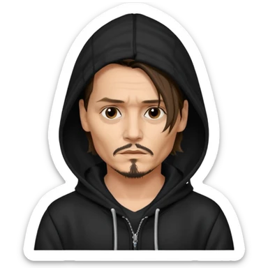 johnyy depp with black hoodie sticker