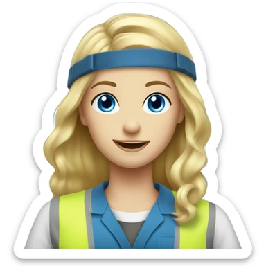 blonde hair blue eyed girl electrician  sticker