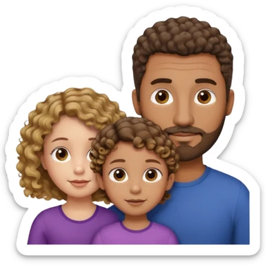 Brown dad with short fade and stubble beard with his two daughtersbone who is 5 and has curly brown and blone hair and one who is smaller who has wavy brown hair mixed race sticker
