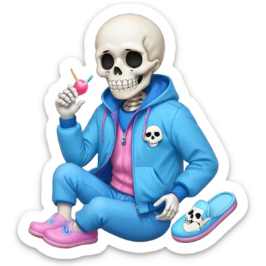Sans the skeleton from undertale with a glowing blue left eye with his tongue out sticker