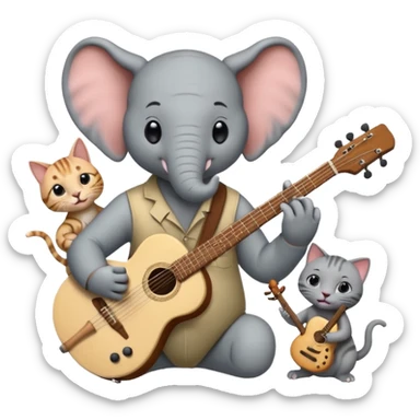 Horton the Elephant drums with plus two Hairless cats on guitar sticker