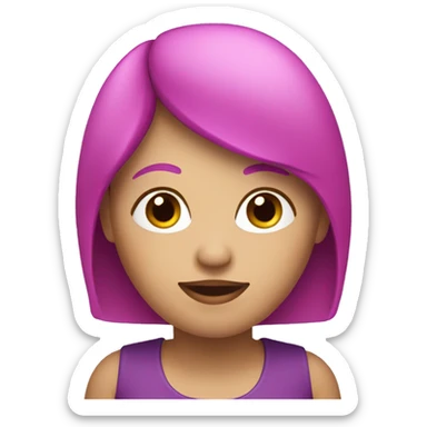 white woman with gradient pink purple hai sticker