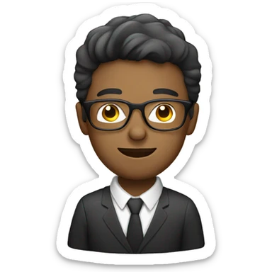 a person wearing specs working on his laptop sticker