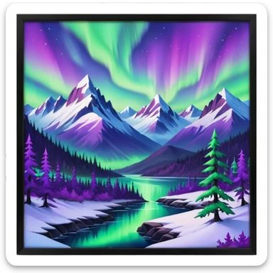 Alaska taiga: snowy forests, mountains & Northern lights sticker