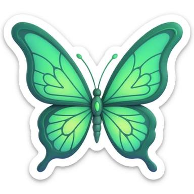 Add a glowing outline around the butterfly's wings, keeping the luminous #c0ff53 green, glowing highlights, magical particles, dreamy aura, fine elegant vein patterns, layered textures, ornamental details, and transparent background in a 3D cartoon, digital fantasy art style. sticker