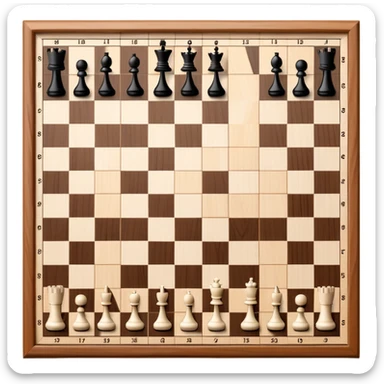 traditional chess board with a wooden border surrounding the 8x8 grid of alternating black and white squares, no chess pieces, top-down view sticker