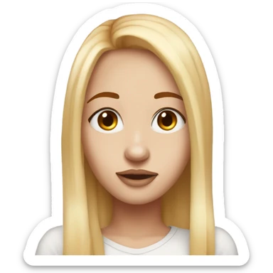 girl with red long straigt hair, blonde eyebrows white skin septum piercing and brown eyes sticker