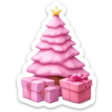 Pastel pink Christmas tree with pink gift sticker