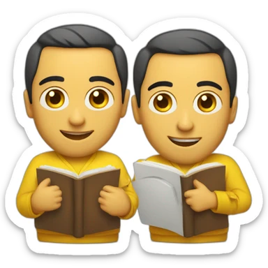Armenian men with the yellow clothes reading book and looking at camera and smiling  sticker