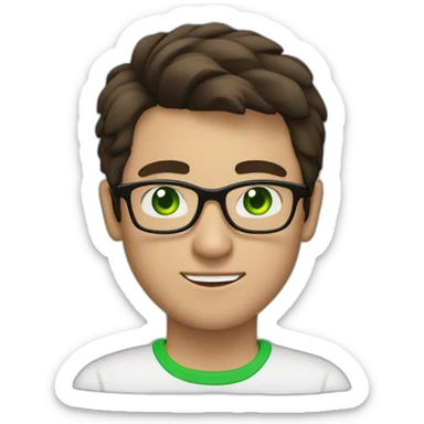 IT guy in round glasses with green eyes and dark brown hair sticker