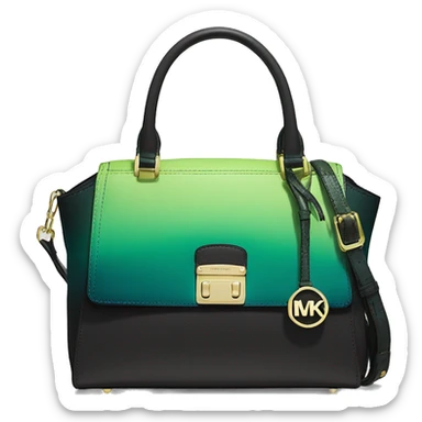 Realistic isolated black,dark teal,lime green,black and emerald green ombre Michael kors satchel purse.  sticker