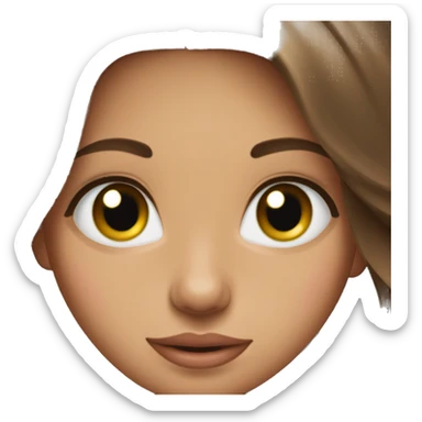 Beautiful tanned girl, long hair, brunette with brown hair, blue eyes, baby pink lips  sticker