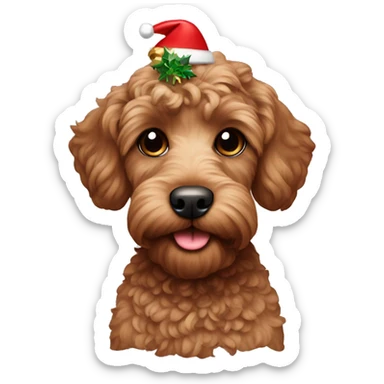 Brown cockapoo with Christmas accessories on it sticker