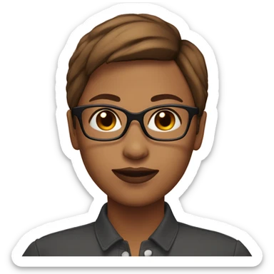 woman with light complexion short brown hair doe brown eyes with glasses heart lips  sticker