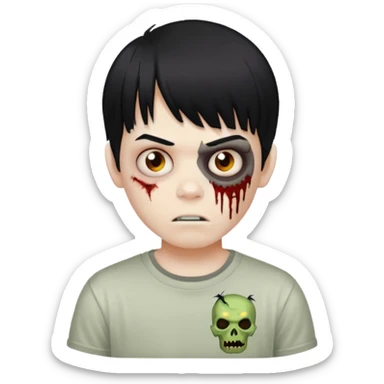 Menino de cabelo liso preto com franja zumbi sticker